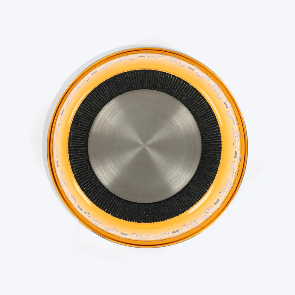 HUFT Doodle Tails Printed Steel Bowl For Dog - Yellow
