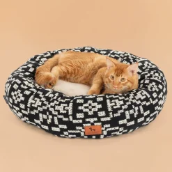 HUFT Dreamy Donut Bed For Cat & Puppy - Black & White