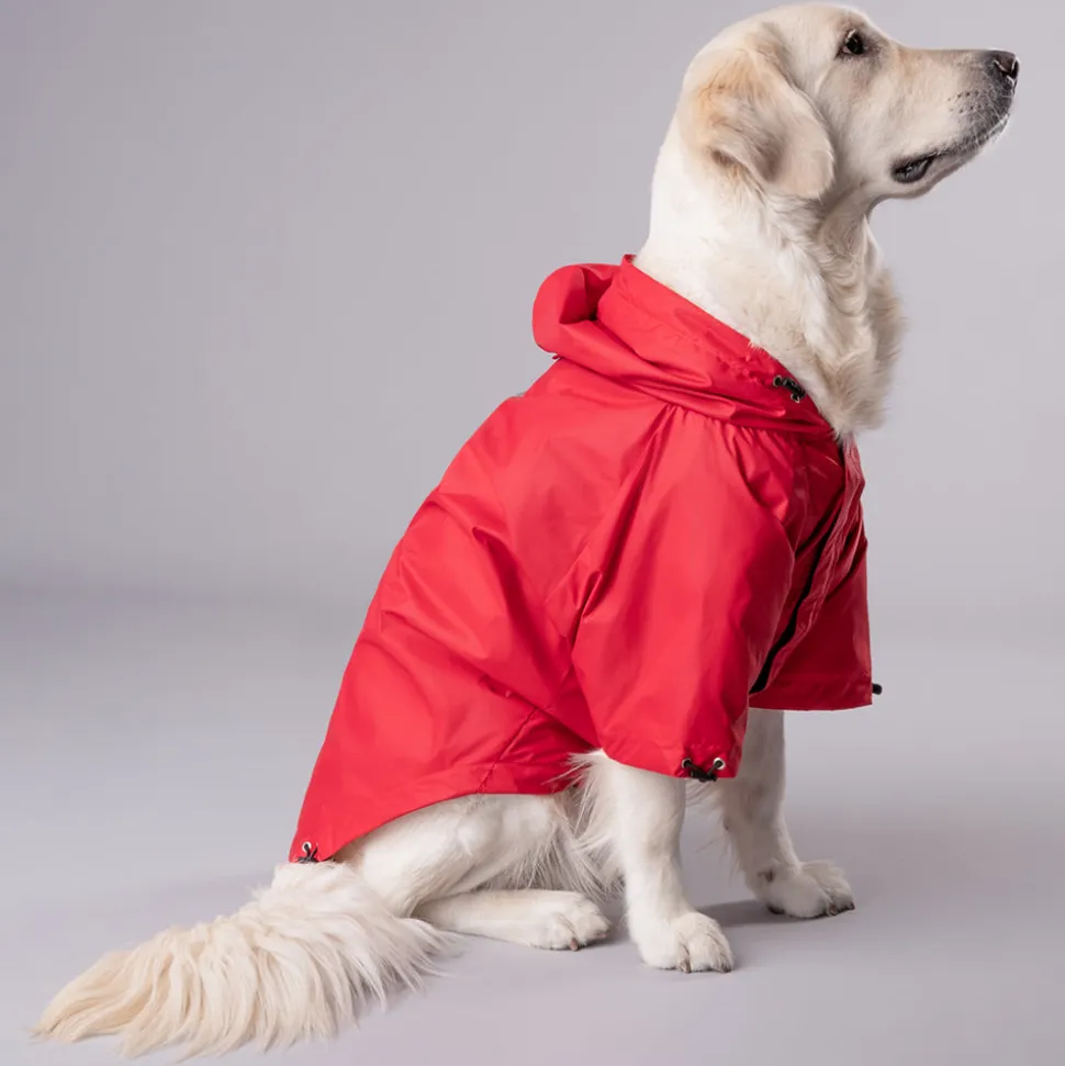 HUFT Drizzle Buddy Dog Raincoat - Crimson Red