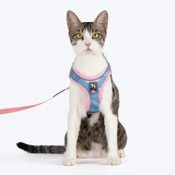 HUFT Easy Breezy Step-In Harness & Leash Set For Cat - Crescent Blue