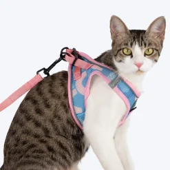 HUFT Easy Breezy Step-In Harness & Leash Set For Cat - Crescent Blue