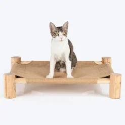 HUFT Elevated Cot Bed For Cat - Brown