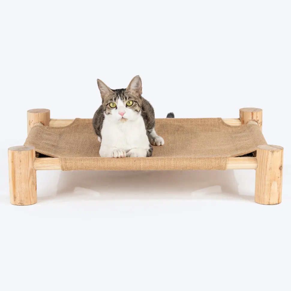 HUFT Elevated Cot Bed For Cat - Brown