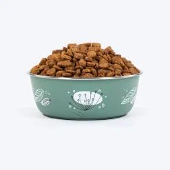HUFT Ferns & Fur Printed Steel Bowl For Dog - Sage Green