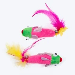 HUFT Fish Tales Plush Toy With Catnip For Cat - Multicolor - Set Of 2