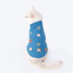 HUFT Frosty Flowers Sweater For Cat - Blue