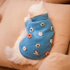 HUFT Frosty Flowers Sweater For Cat - Blue