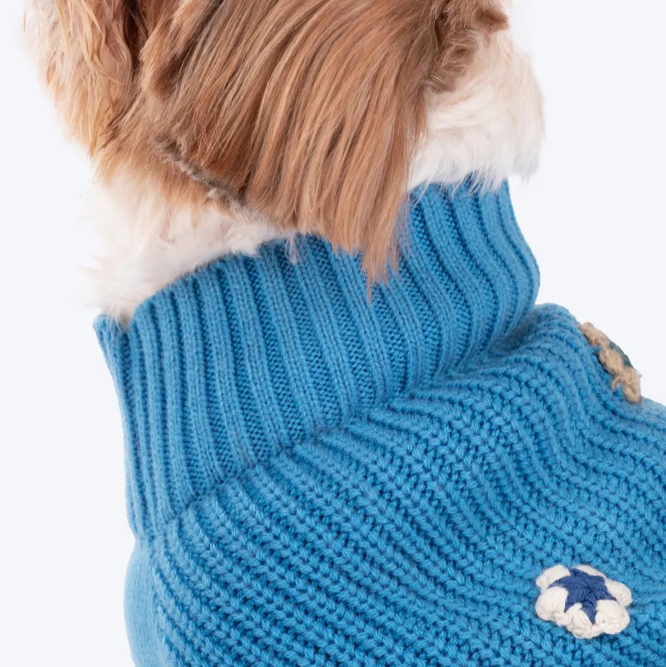 HUFT Frosty Flowers Sweater For Small Dog - Blue