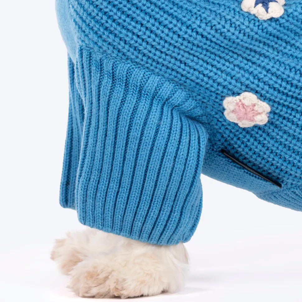 HUFT Frosty Flowers Sweater For Small Dog - Blue