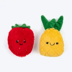 HUFT Fruitastic Plush Toys With Catnip For Cat - Red & Yellow - Set Of 2