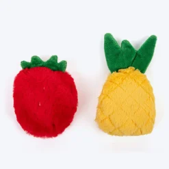 HUFT Fruitastic Plush Toys With Catnip For Cat - Red & Yellow - Set Of 2