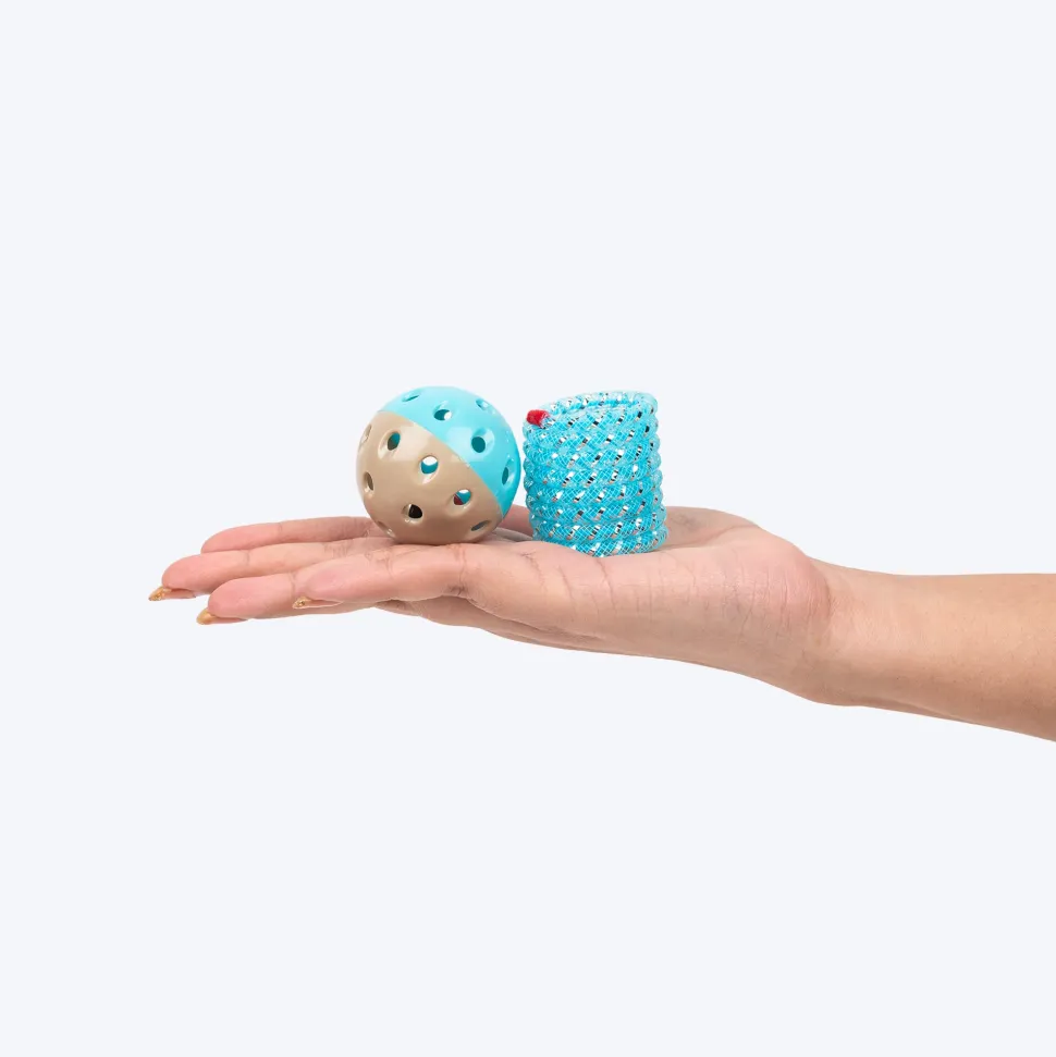 HUFT Furry Frenzy Interactive Toy For Cat - Blue - Set Of 3