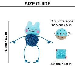 HUFT Furry Frenzy Interactive Toy For Cat - Blue - Set Of 3