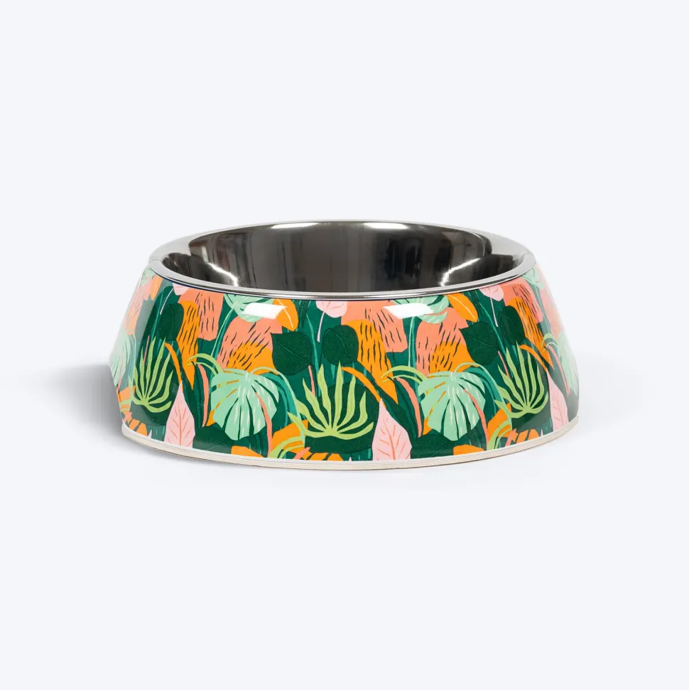 HUFT Garden of Love Printed Melamine Bowl for Dogs - Green