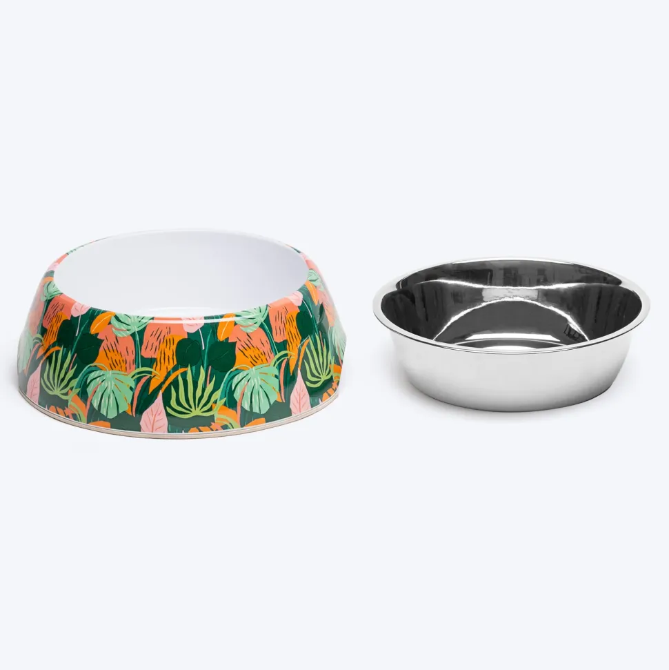 HUFT Garden of Love Printed Melamine Bowl for Dogs - Green