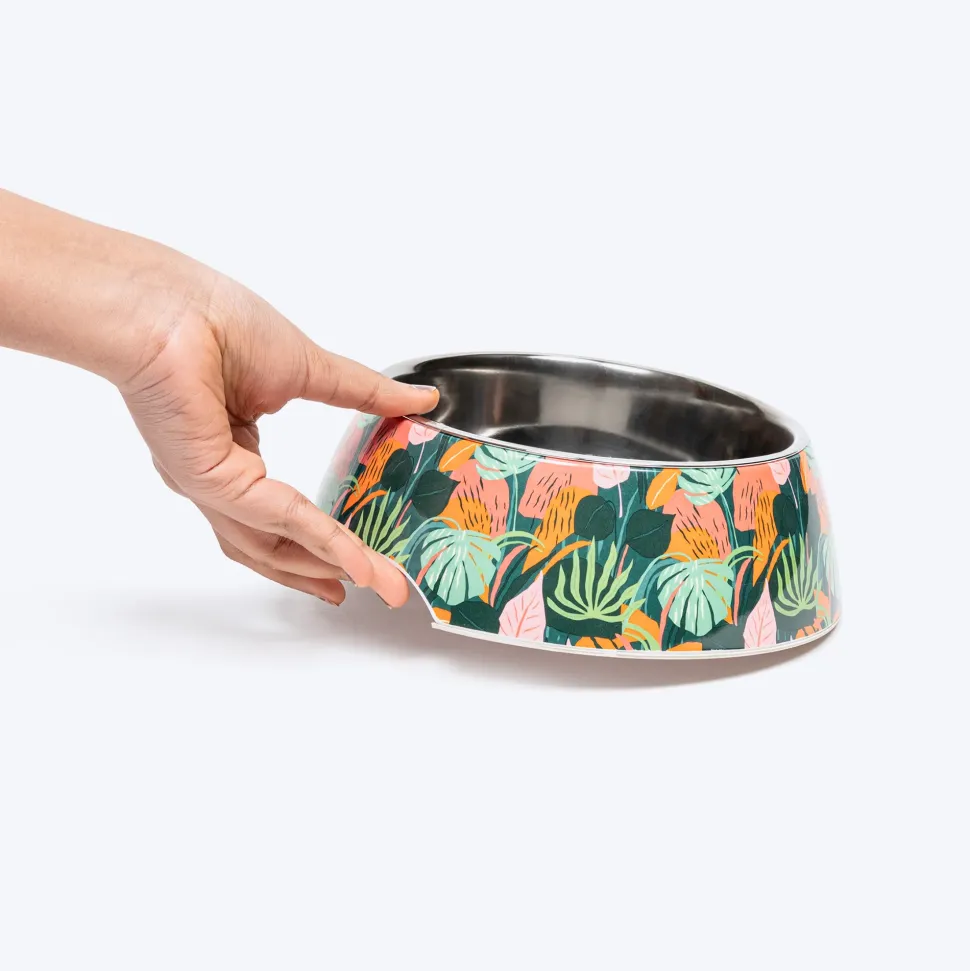 HUFT Garden of Love Printed Melamine Bowl for Dogs - Green