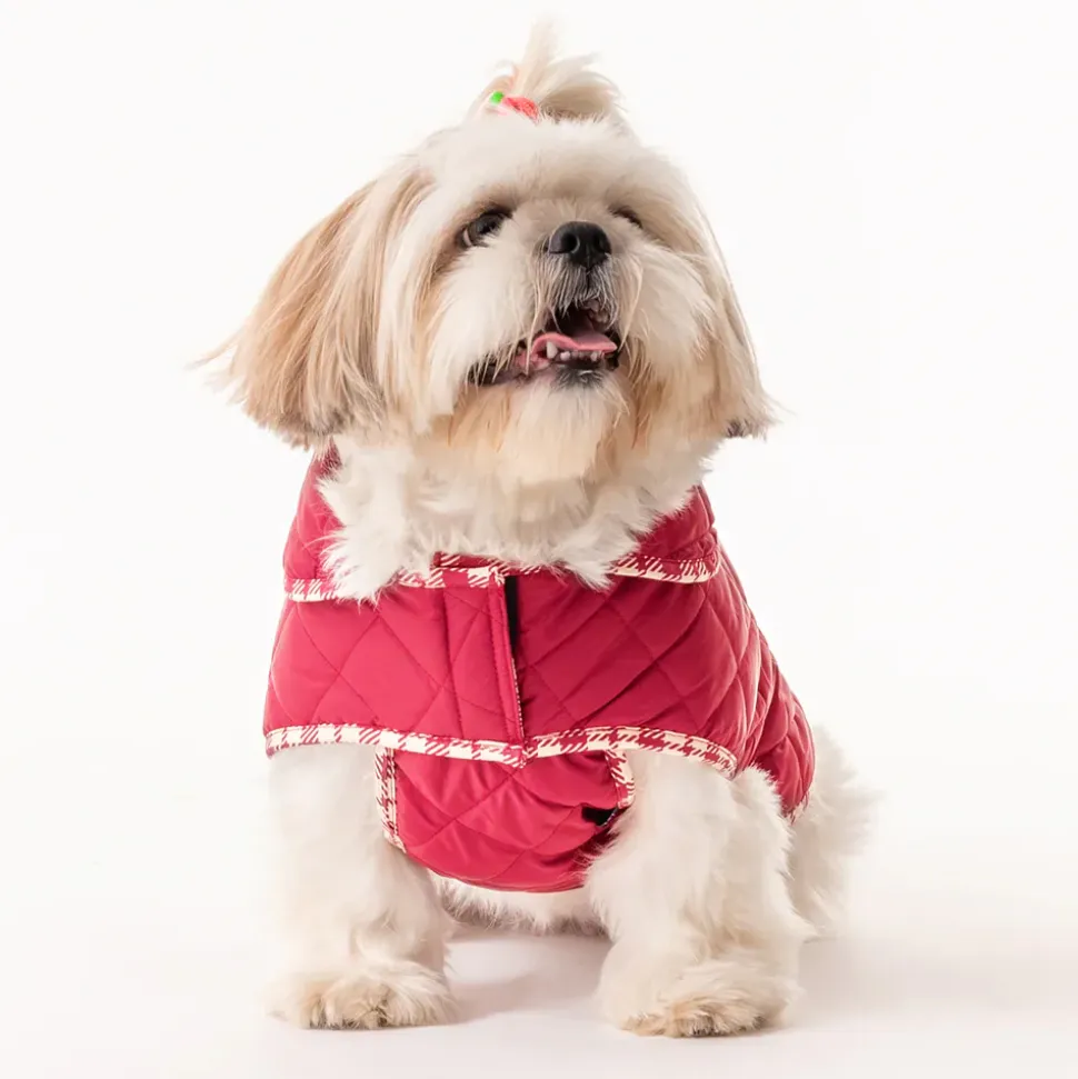 HUFT Grrberry Quilted Dog Jacket- Burnt Red