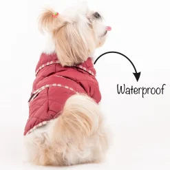 HUFT Grrberry Quilted Dog Jacket- Burnt Red