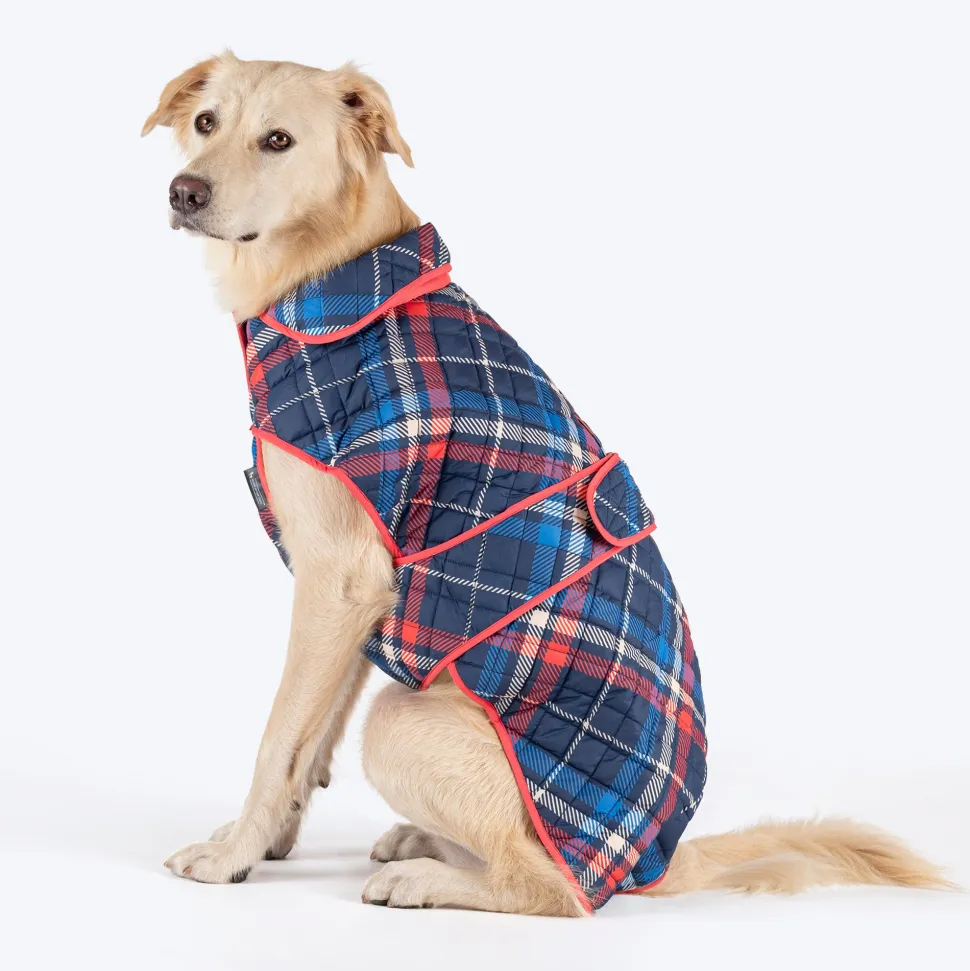 HUFT Grrberry Quilted Print Jacket For Dog - Blue & Coral