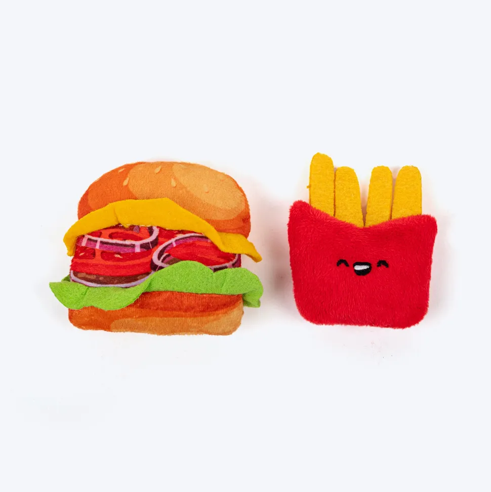 HUFT Happi Meal Plush Toys With Catnip For Cat - Multicolor - Set Of 2