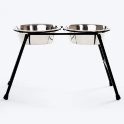 HUFT High Feeder Double Diner Stand With Steel Dog Bowl Inserts - Black