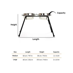 HUFT High Feeder Double Diner Stand With Steel Dog Bowl Inserts - Black