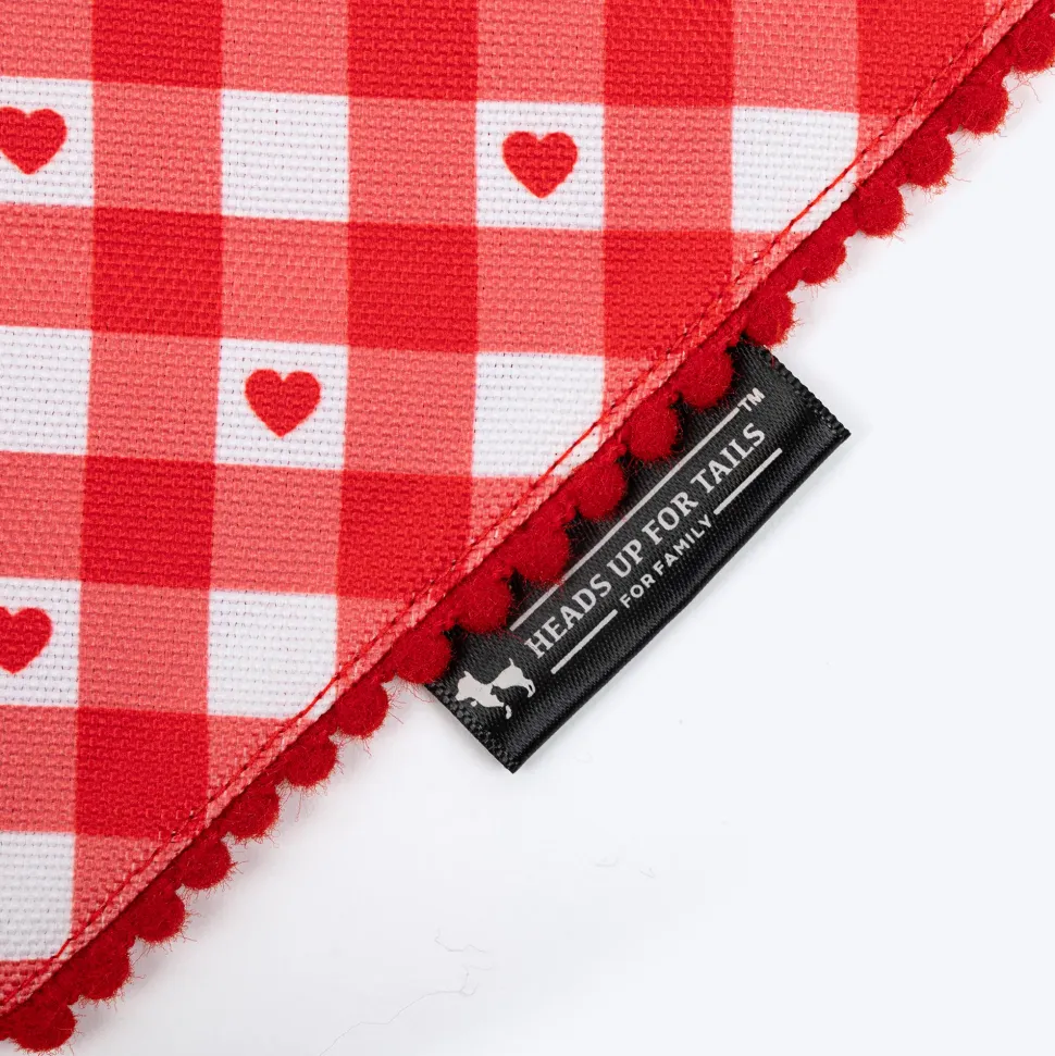 HUFT Jingle Hearts Scarf For Pets - Red & White