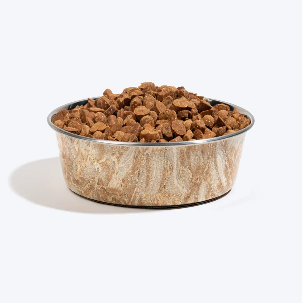 HUFT Marble Mirage Printed Steel Bowl For Dog - White