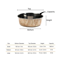 HUFT Marble Mirage Printed Steel Bowl For Dog - White