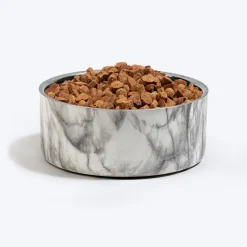 HUFT Marble Mist Printed Steel Bowl For Dog - Grey
