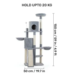 HUFT Meowtrix Tower Multipurpose Cat Tree - Grey