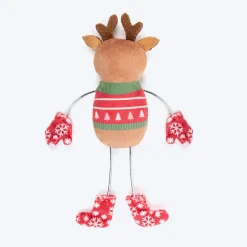 HUFT Merry Buddies Plush Toys With Catnip For Cat - Beige & Red - Set Of 2