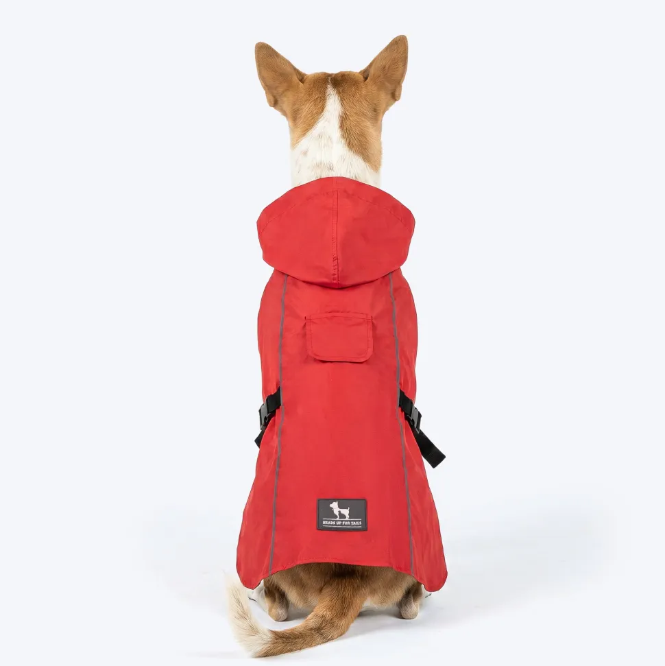 HUFT Monsoon Mate Easywear Raincoat For Dog - Red