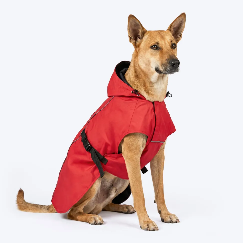 HUFT Monsoon Mate Easywear Raincoat For Dog - Red