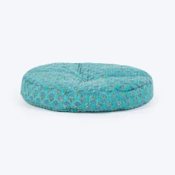 HUFT Nature Nap Basket Bed With Block Printed Cushion For Cat - Multicolor