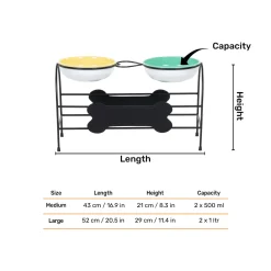 HUFT Pawlicious Double Diner For Dog - Multicolor