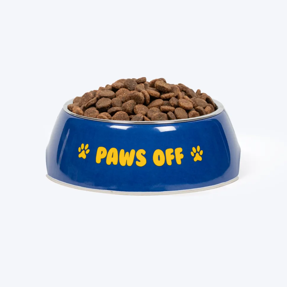 HUFT Paws Off Printed Melamine Bowl for Dogs - Blue