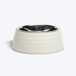 HUFT Prism Embossed Melamine Bowl For Dogs - Ivory