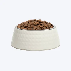 HUFT Prism Embossed Melamine Bowl For Dogs - Ivory