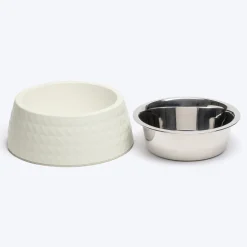 HUFT Prism Embossed Melamine Bowl For Dogs - Ivory
