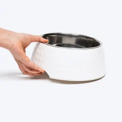 HUFT Prism Embossed Melamine Bowl For Dogs - Ivory