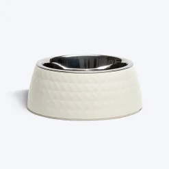 HUFT Prism Embossed Melamine Bowl For Dogs - Ivory