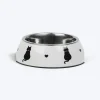 HUFT Purrfect Catch Printed Melamine Bowl With Steel Inserts For Cat - White