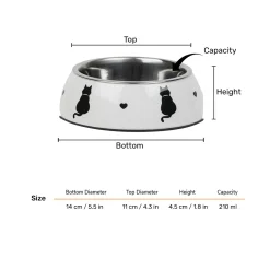 HUFT Purrfect Catch Printed Melamine Bowl With Steel Inserts For Cat - White