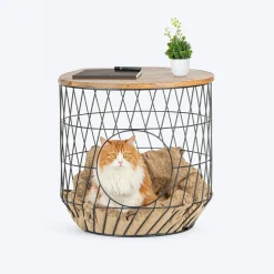 HUFT Purrfect Hideaway Multifunctional Table With Bedding For Cat - Brown