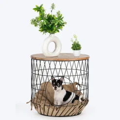 HUFT Purrfect Hideaway Multifunctional Table With Bedding For Cat - Brown