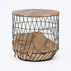 HUFT Purrfect Hideaway Multifunctional Table With Bedding For Cat - Brown