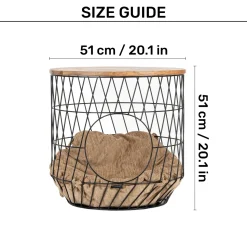 HUFT Purrfect Hideaway Multifunctional Table With Bedding For Cat - Brown