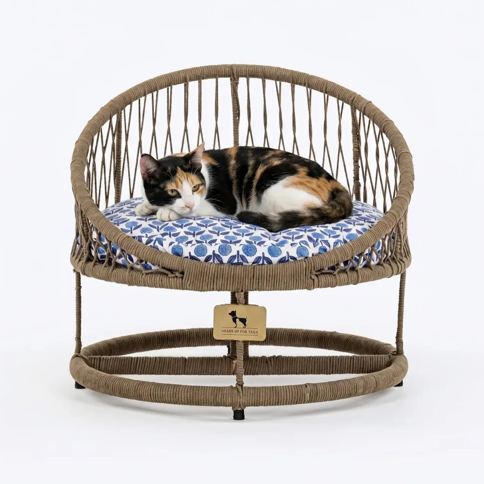 HUFT Purrfect Snuggle Elevated Bed With Cushion For Cat - Brown