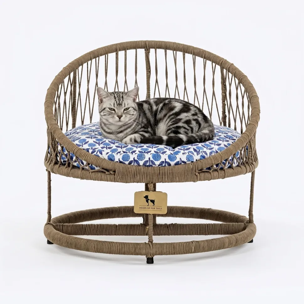 HUFT Purrfect Snuggle Elevated Bed With Cushion For Cat - Brown